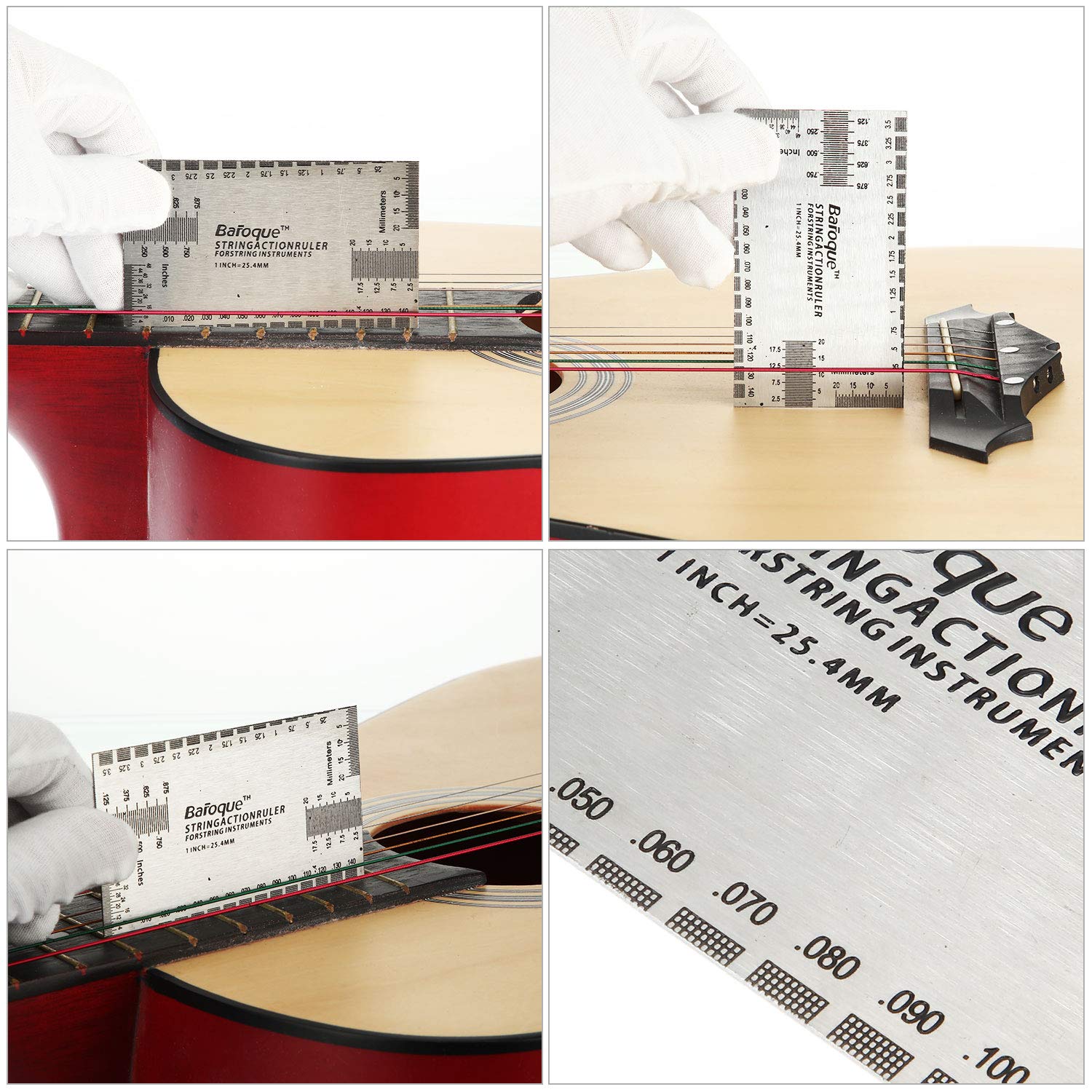 Mudder 10 Pieces Guitar Luthier Tools Set Include 9 Understring Guitar Radius Gauge and 1 String Action Height Gauge Ruler Measuring Tool Kit for Bass Setup(Silver)