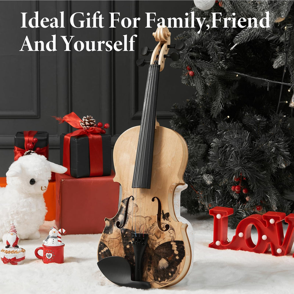 Beginner Violin 4/4, Full Size Violin for Adults, Teens, Student, Acoustic Fiddle Kit with Hard Case,Tuner,Mute,Shoulder Rest,Extra Strings,Cleaning Cloth,Learners Age 12+ (Reddish Brown)