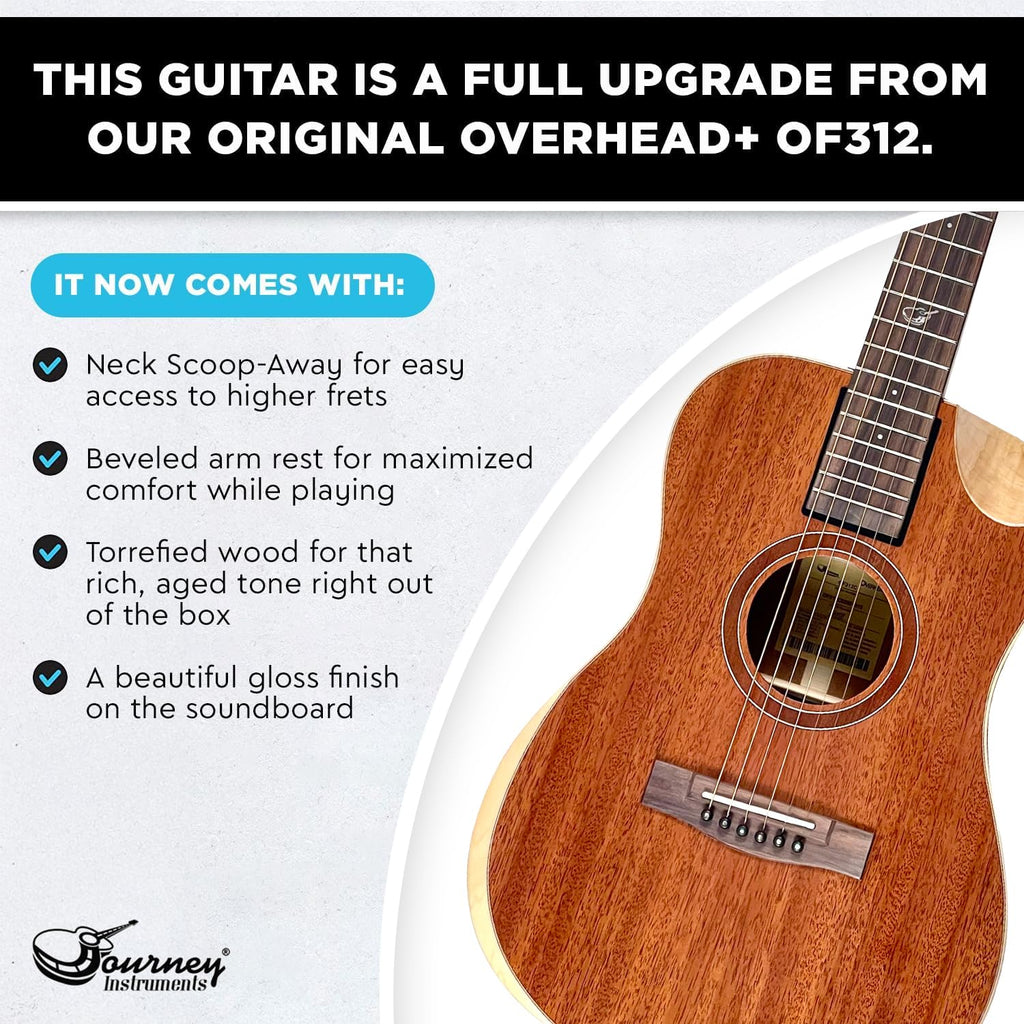 Journey Instruments Solid Sitka Acoustic Collapsible Travel Guitar PJ410N | Traveling Acoustic Guitar with Collapsible Patented System, Portable Backpack Case (African Mahogany)