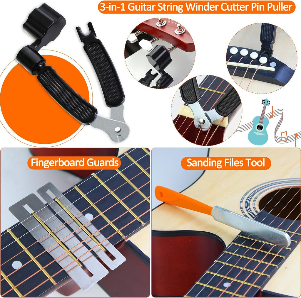 28Pcs Guitar Tool Kit, Guitar Accessories Gifts for Men, Guitar Maintenance Kit with Carry Bag, Guitar Repair Kit for Acoustic Electric Guitar Ukulele Bass Banjo, TIMDAM Guitar Setup Kit Guitar Gifts