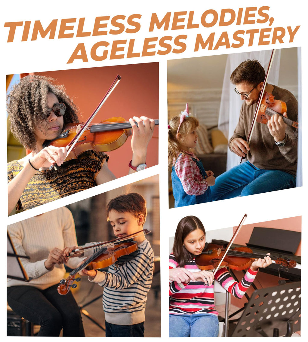 Vangoa Violin 4/4 Full Size Set, Handcrafted Entry Level Acoustic Violin Set with Lightweight Hard Case, Suitable for Beginners, Teens, 12+, Adults, Right Handed Players