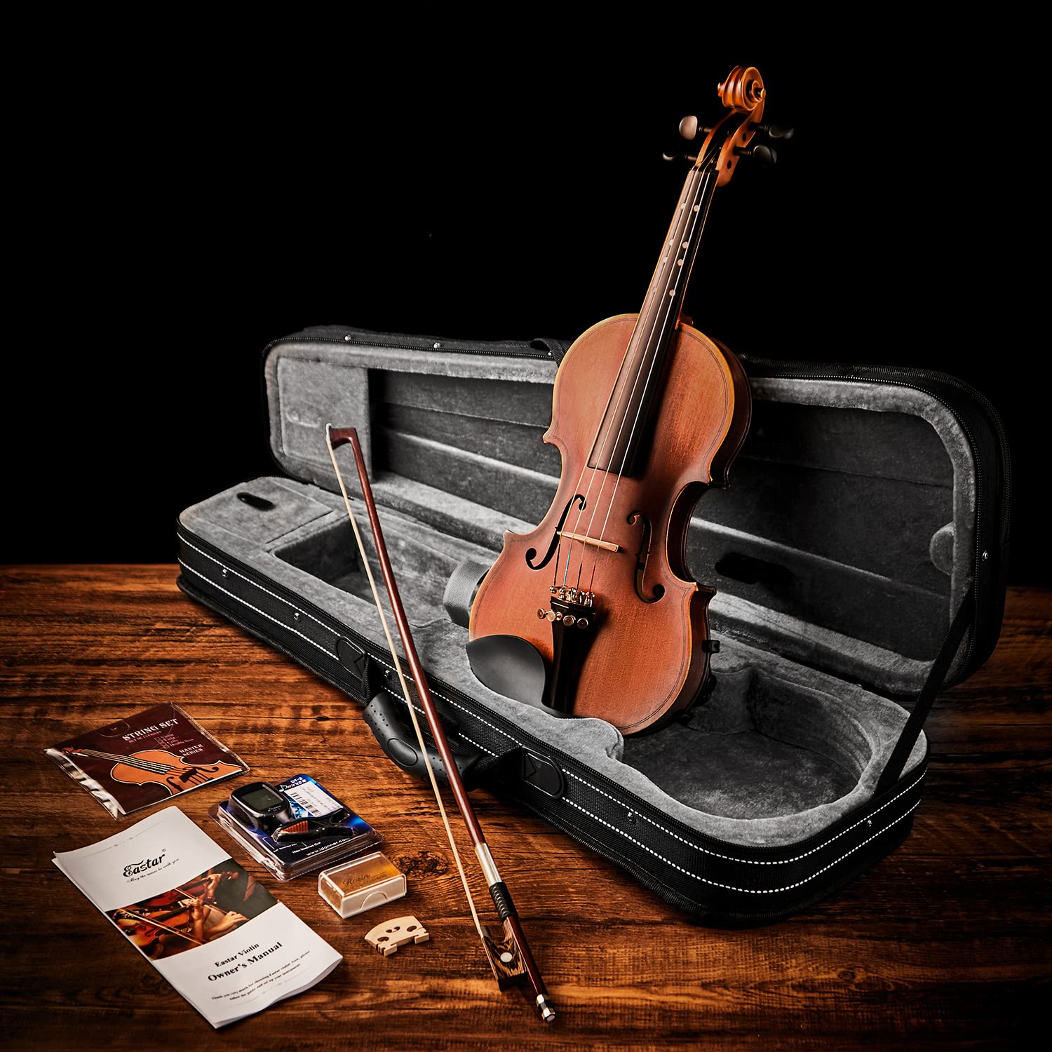 Eastar 3/4 Violin for Beginners, Violins Kit for Student, Fiddle with Hard Case, Rosin, Shoulder Rest, Bow, and Extra Strings (Imprinted Finger Guide on Fingerboard)