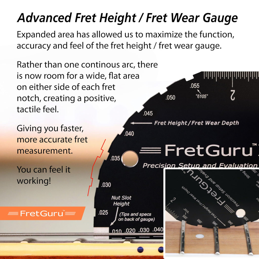 String Action Gauge Guitar Fret Ruler Precision Fret Rocker Precise CNC Machined, Diamond Honed, Polished Edge Guitar String Height Gauge Luthier Tool with Genuine Leather Case | Precision .010" increments, Laser etched markings, Luthier tool for guitar s