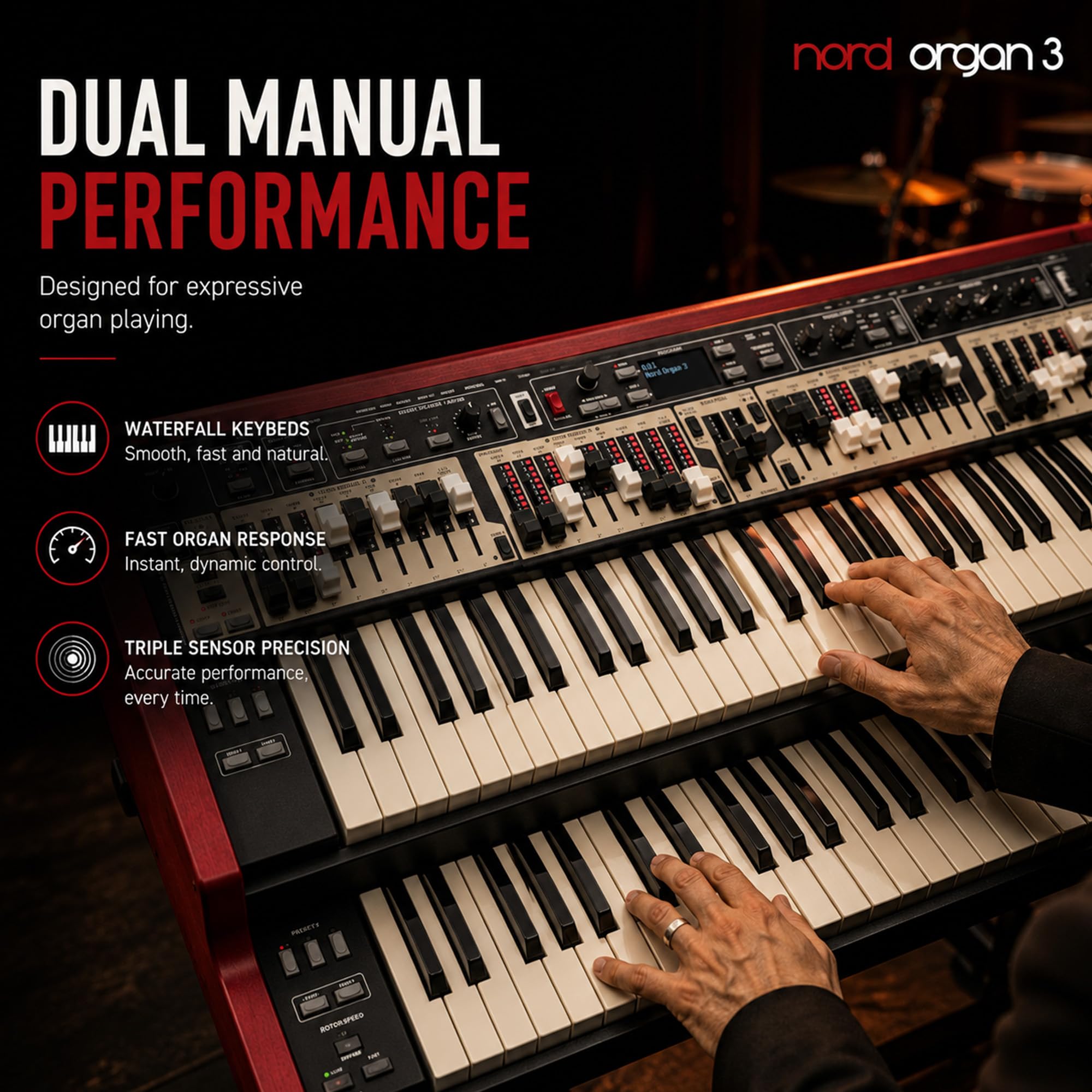 Nord Stage 4 88-Key Digital Piano Bundle with Adjustable Stand, Bench, Sustain Pedal, Headphones, Instrument Cable, and Austin Bazaar Polishing Cloth