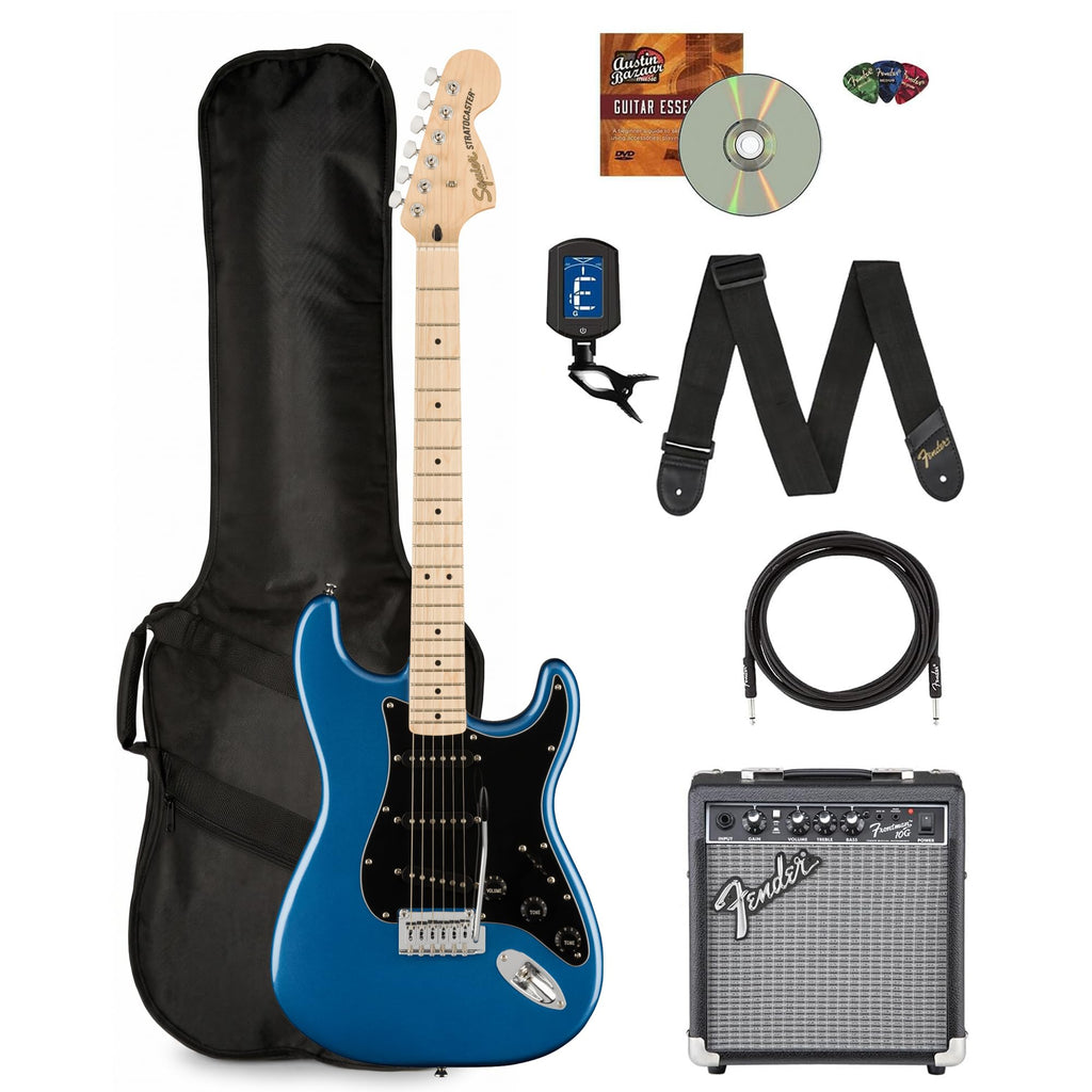 Fender Squier Affinity Stratocaster FMT HSS - Sienna Sunburst Bundle with Frontman 10G Amplifier, Gig Bag, Tuner, Instrument Cable, Strap, Picks, and Austin Bazaar Instructional DVD