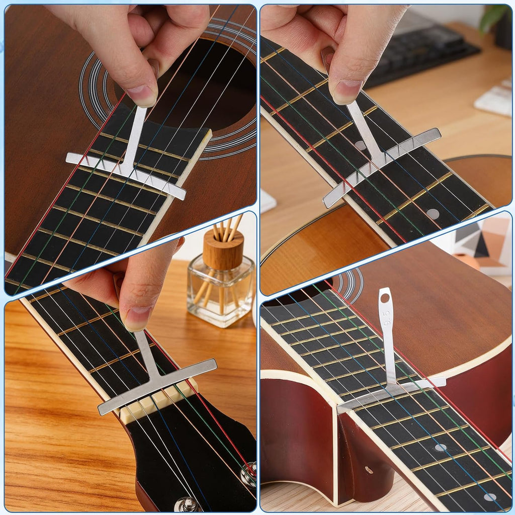 9 Pcs Guitar Radius Gauge Set Luthier Tools Understring Guitars String Height Gauge String Action Gauges Measuring Tool Guitars Setup Repair Kit