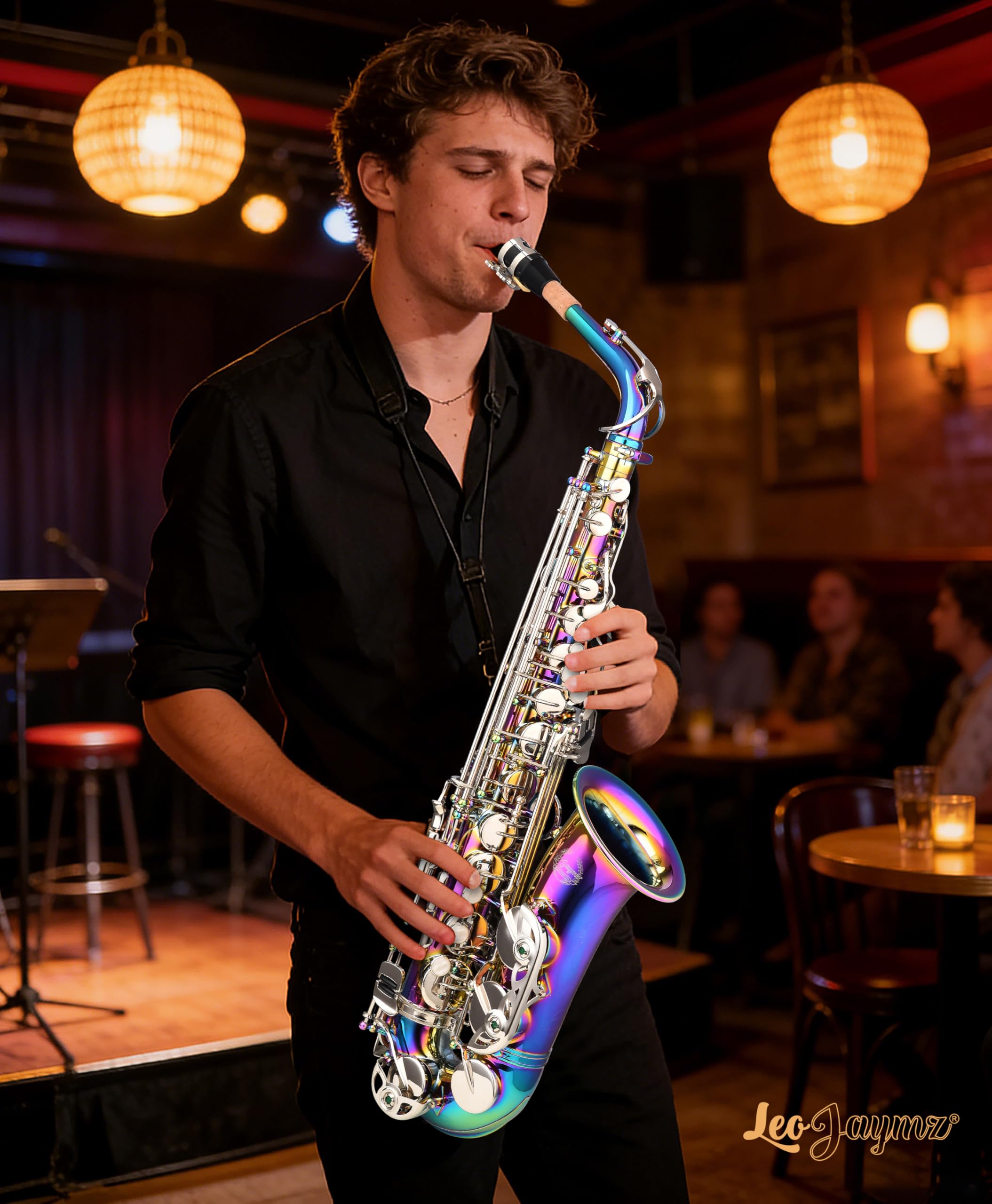 Leo Jaymz Eb Alto Saxophone - One-Piece Body & Neck Construction, H68 Brass, with Thickened Travel Bag - Complete Beginner to Professional Kit (Gold)