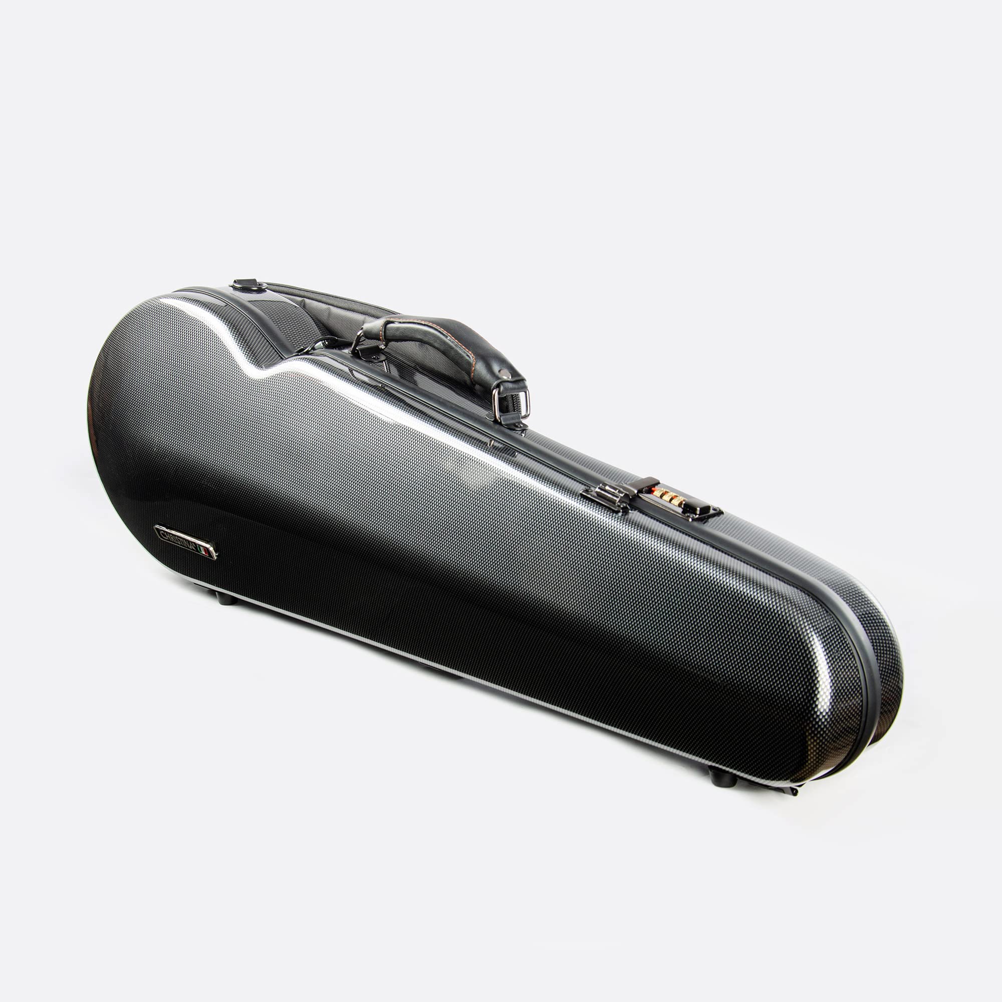 Christina violin case 4/4 Full Size Violin case High-Strength Carbon Fiber Triangle Violin Music Bag With Combination Lock and Extra Bag White Violin Hard Case (VB-Trianglee-WhiteDot spot)