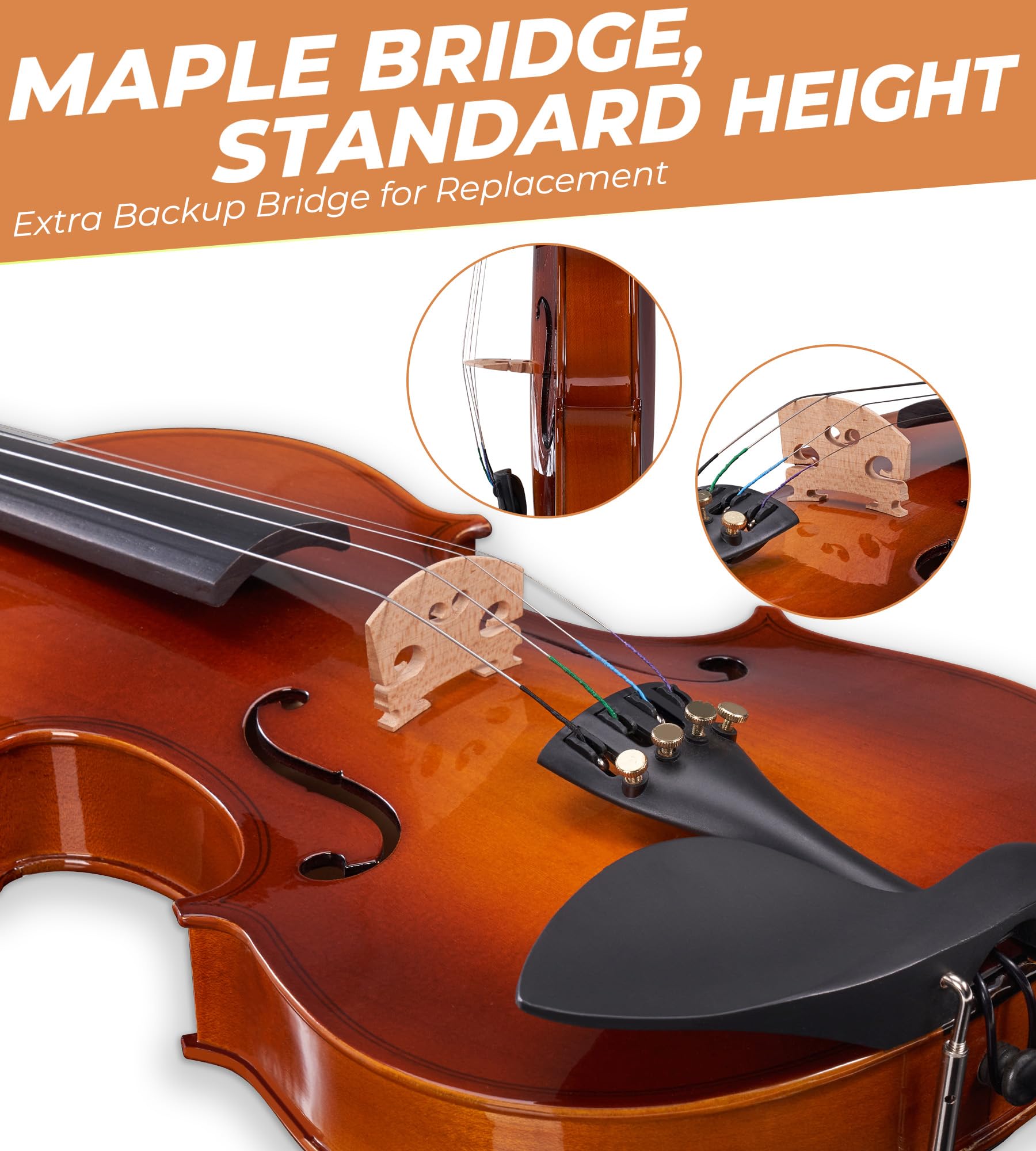 Vangoa Violin 4/4 Full Size Set, Handcrafted Entry Level Acoustic Violin Set with Lightweight Hard Case, Suitable for Beginners, Teens, 12+, Adults, Right Handed Players