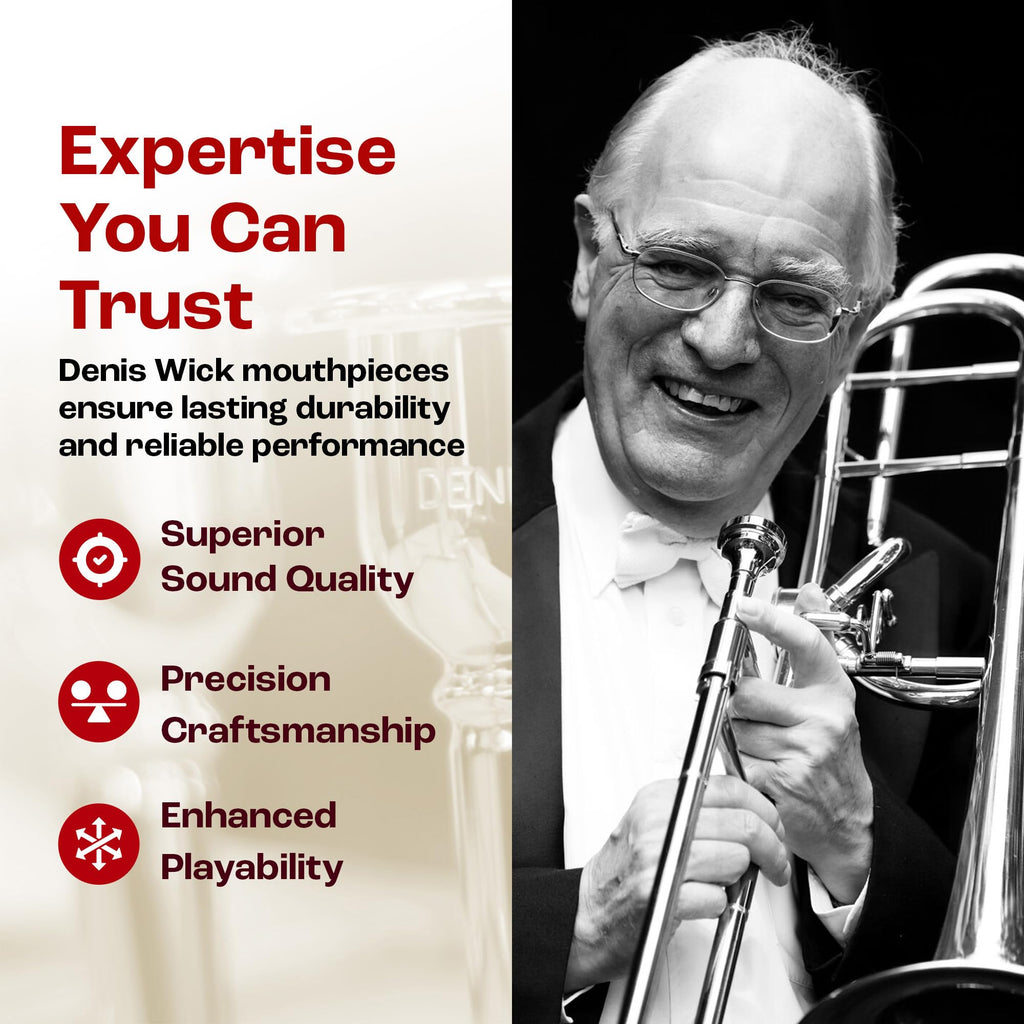 Denis Wick Classic Trombone Mouthpiece Silver Plated, 5880-4AL - Barrel Backbore for Balanced Tone & Smooth Response - Large Shank Fitting Trombone Accessory for Easy Articulation - 26 x 6.72 x 7.38mm