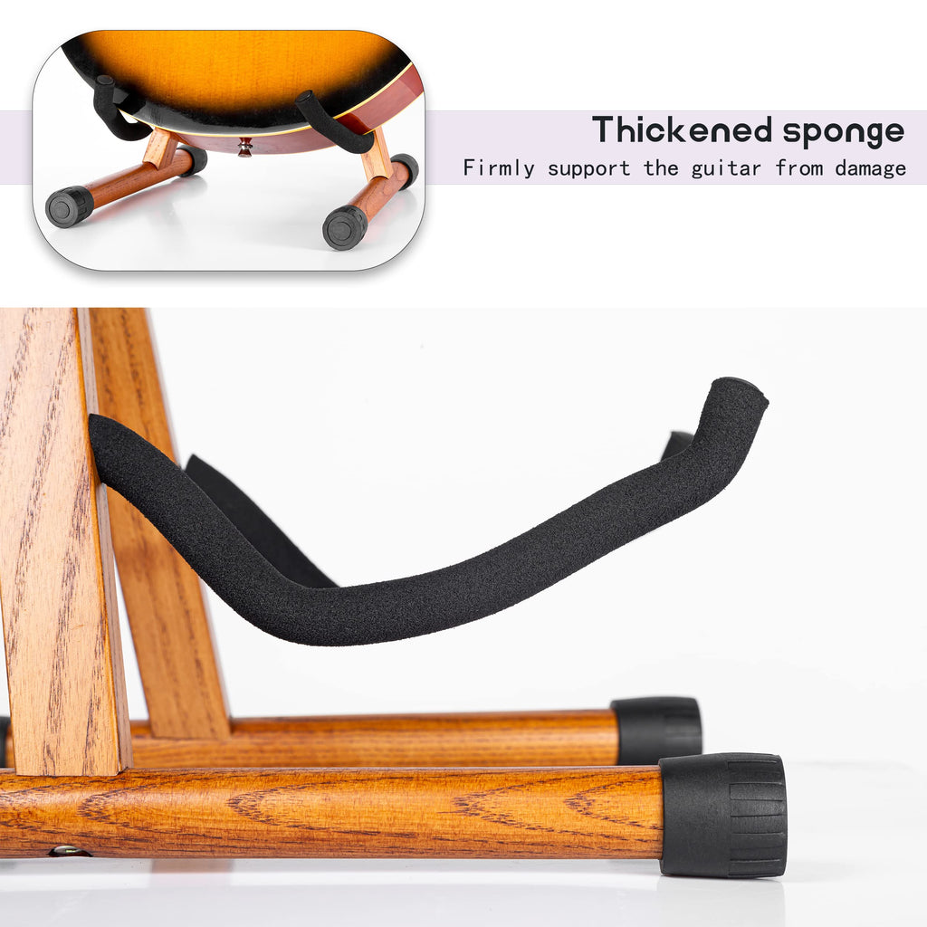 Guitar Stand,Wood Guitar Rack,A-Frame Folding Acoustic Electric Guitar Stands Floor for Bass,Cello,Banjo,Mandolin,Ukulele(Oak)