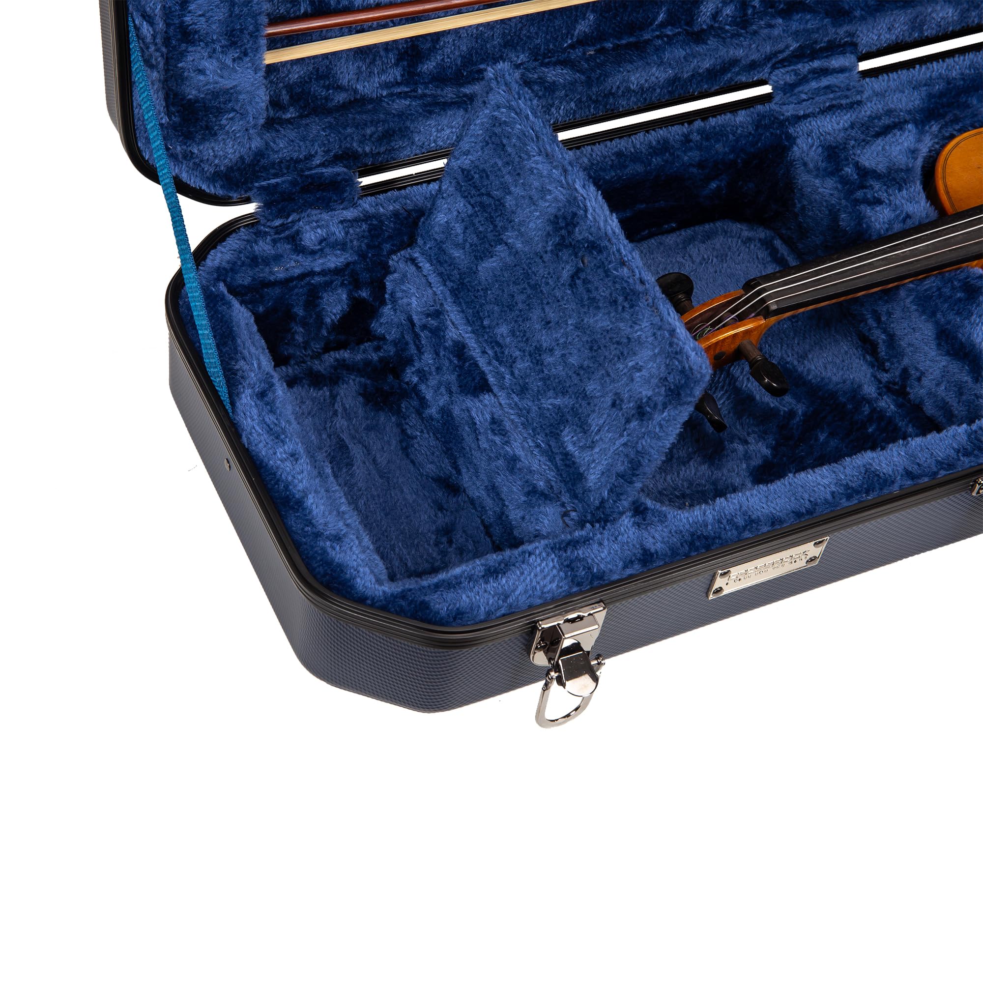 Crossrock Shaped Violin Case for 4/4 Full-Size Violin | Interior Accessory Compartment, 2 Bow Holders, Security Lock, Detachable Shoulder Straps - Black (CRA880VFBK)