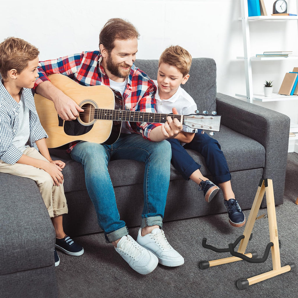 MUSO Cello Stand with Bow Holder,A-Frame Floor Stand with Padded Foam, Handcrafted Cello Rack Fits 1/2, 3/4, 7/8, 4/4 Full-Size and Guitar, Instrument Holder for Home and Studio Display