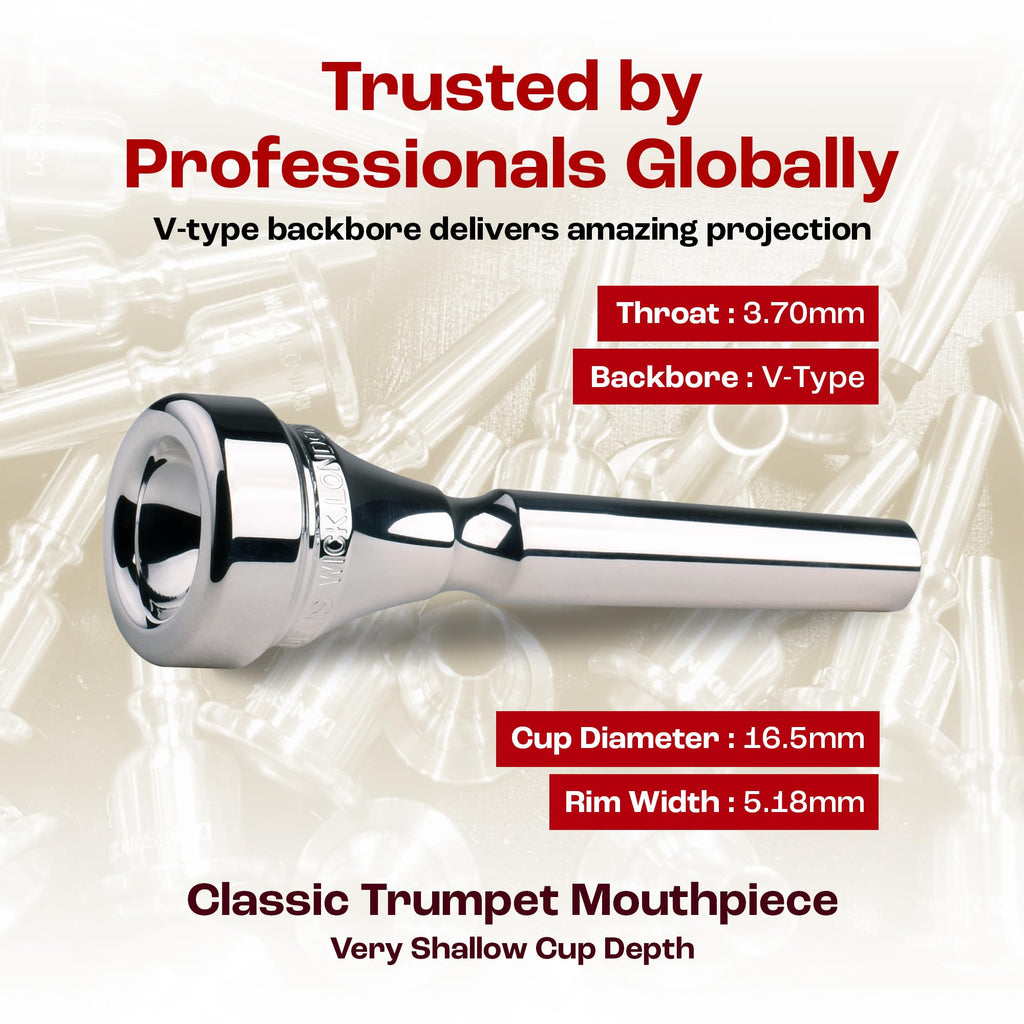 Denis Wick Classic Trumpet Mouthpiece Silver Plated, 5882-3 - Barrel Backbore for Balanced Airflow and Tone - Trumpet Accessories for Effortless Articulation 16.75 x 5.05 x 3.7mm