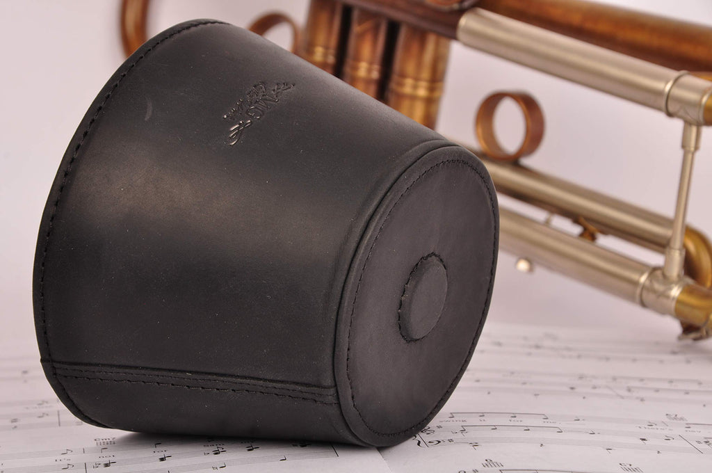 Trombone magnetic mute, lightweight leather mute for jazz and classical trombone players by MG Leather Work (Black)