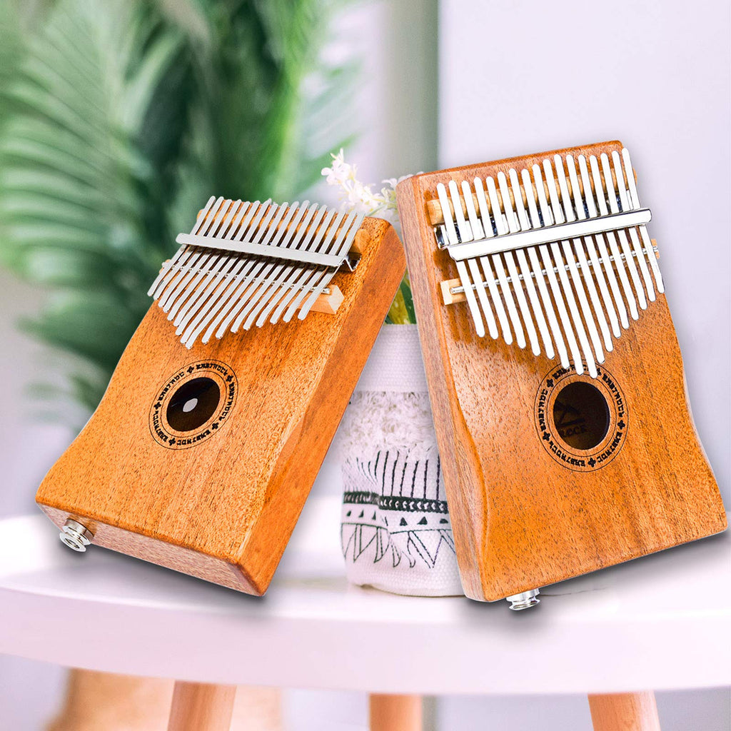 EASTROCK 17 Key Electric Kalimba Thumb Piano Built-in Pickup Professional Electric Kalimba Finger Piano for Kid Adults Beginners Professional (Mahogany Hand Rest EQ)
