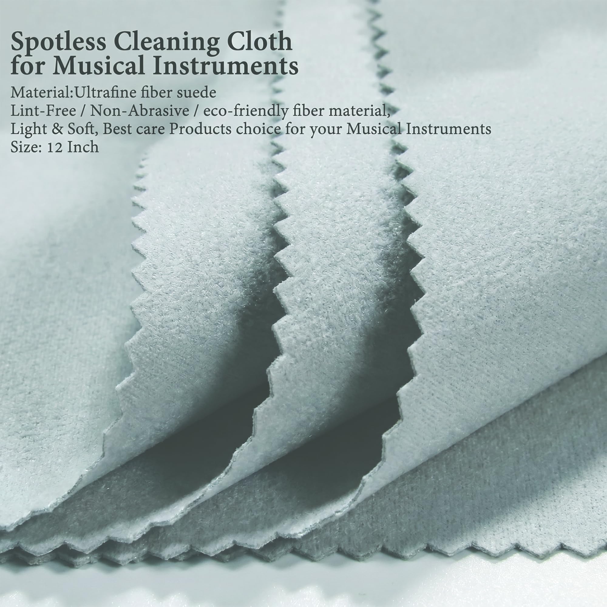 Guitar Cloths Ultrafine fiber suede (12"x12" Cloths) Plush Polishing Cloths for Musical Instruments Premium Polishing & Cleaning Cloths for Guitar Violin Piano Clarinet Trumpet (6 Pack Blue)