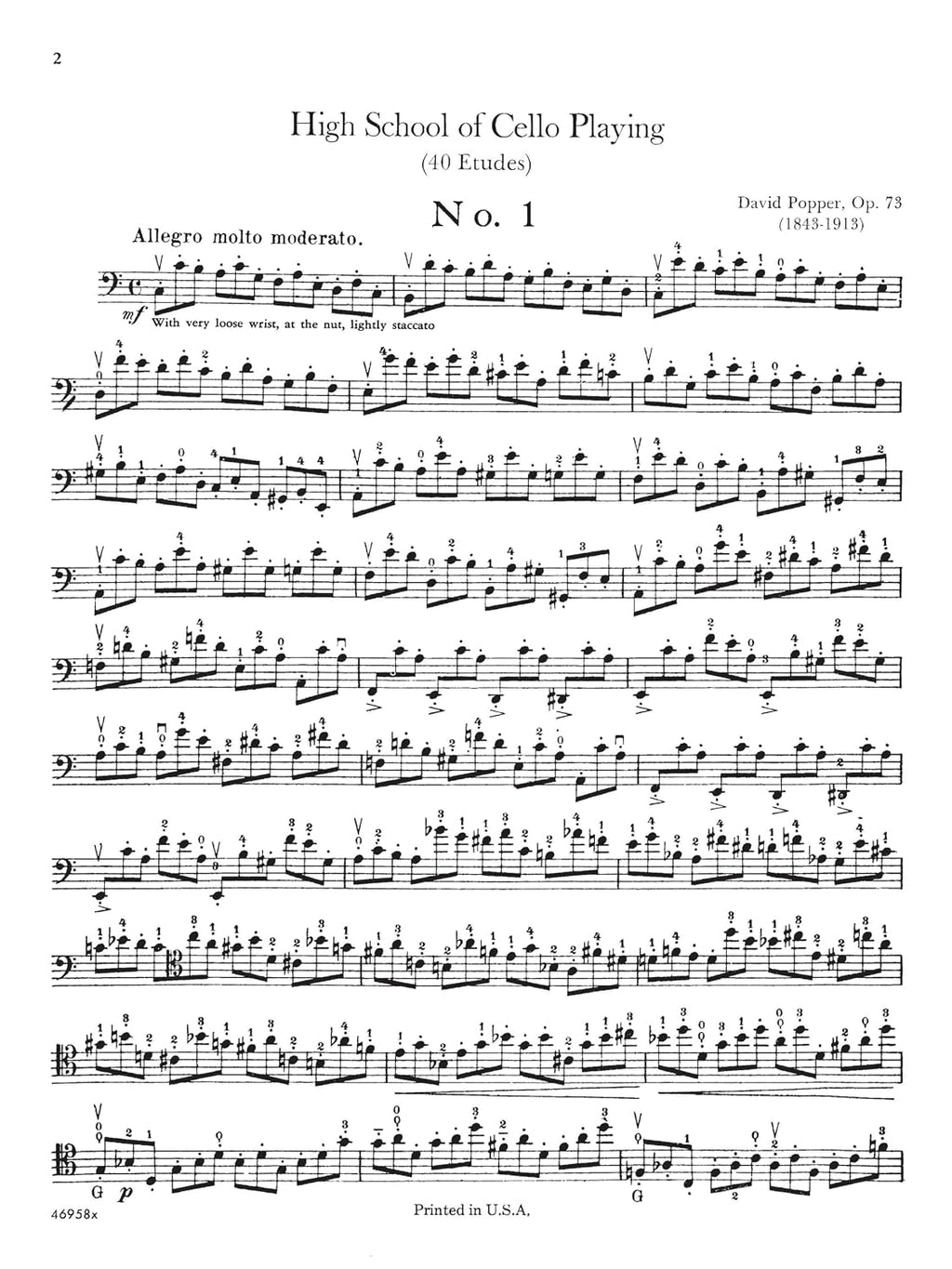 David Popper - High School of Cello Playing, Op. 73 | Schirmer Library of Classics Vol. 1883 | Cello Technique and Etudes | Classical Sheet Music and Songbook