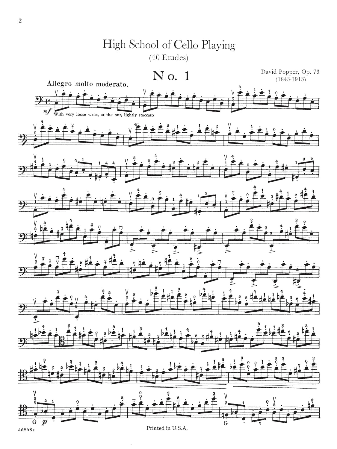 David Popper - High School of Cello Playing, Op. 73 | Schirmer Library of Classics Vol. 1883 | Cello Technique and Etudes | Classical Sheet Music and Songbook