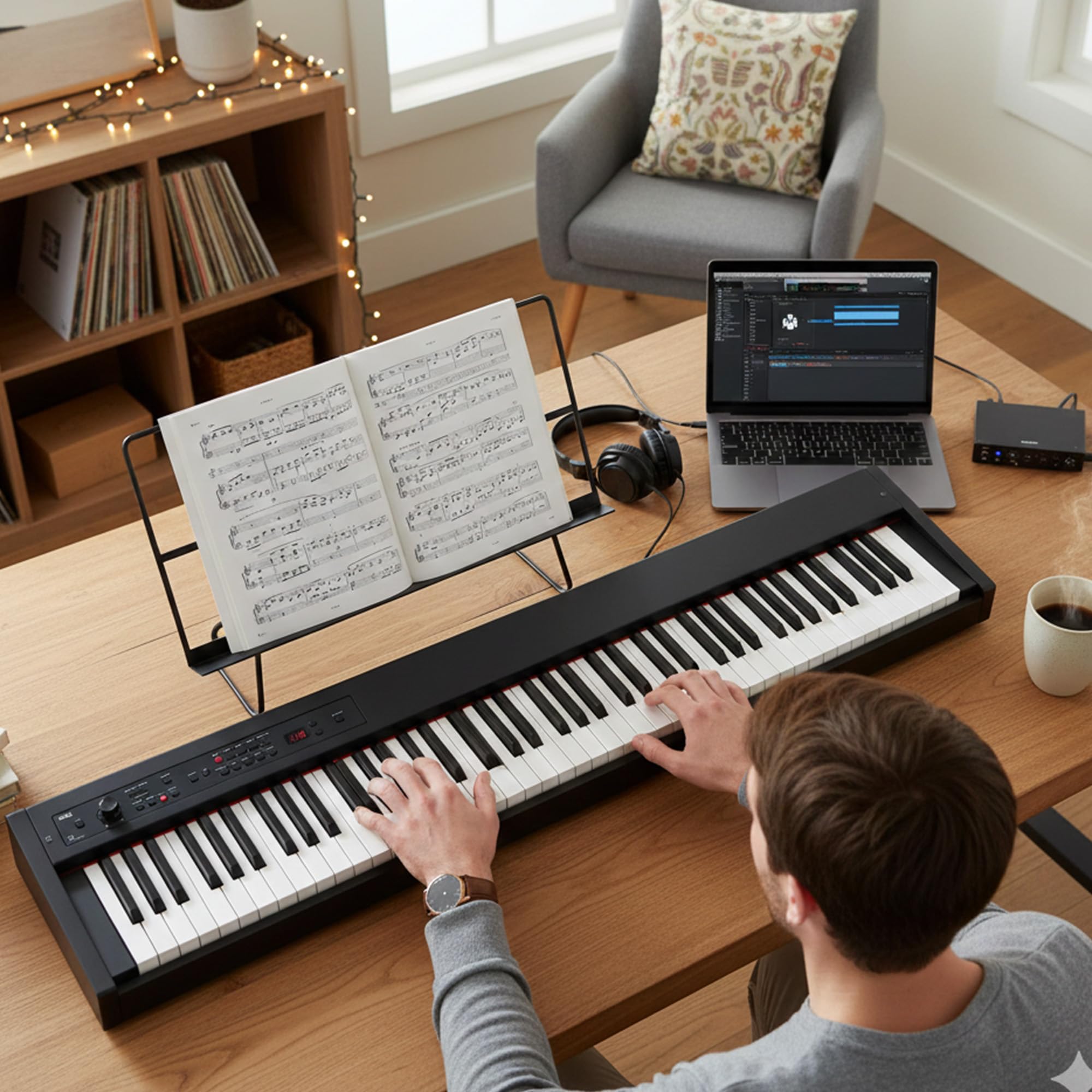 Korg XE20 Digital Ensemble Piano Bundle with Adjustable Stand, Bench, Power Supply, Damper Pedal, Keyboard Cover, Instructional Book, Austin Bazaar Instructional DVD, and Polishing Cloth