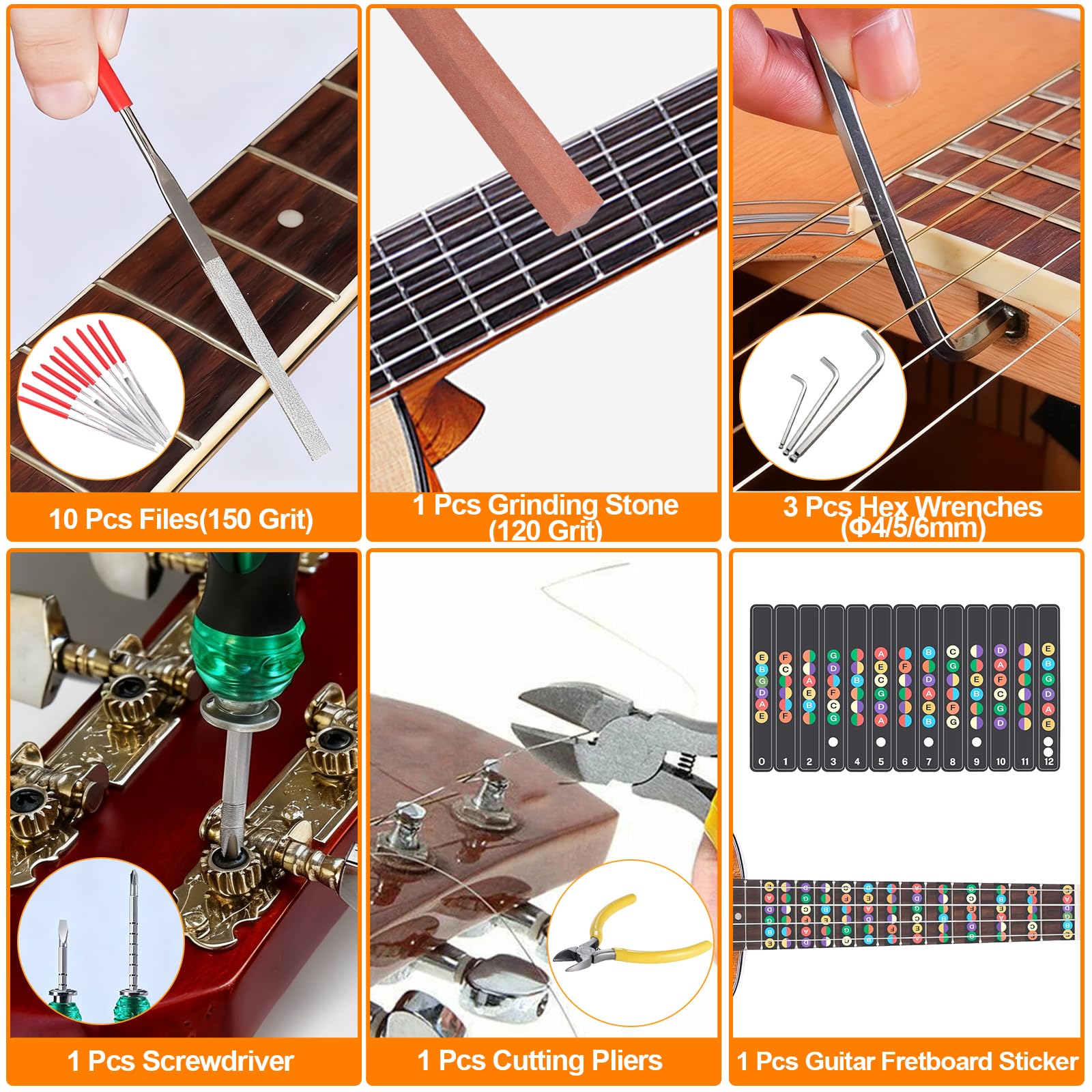 Guitar Tool Kit, 119 Pcs Professional Guitar Repair Kit, Guitar Maintenance Kit with Guitar Tools Accessories and Carry Bag, Guitar Setup Kit for Electric Guitar Acoustic Guitar Ukulele Banjo Bass