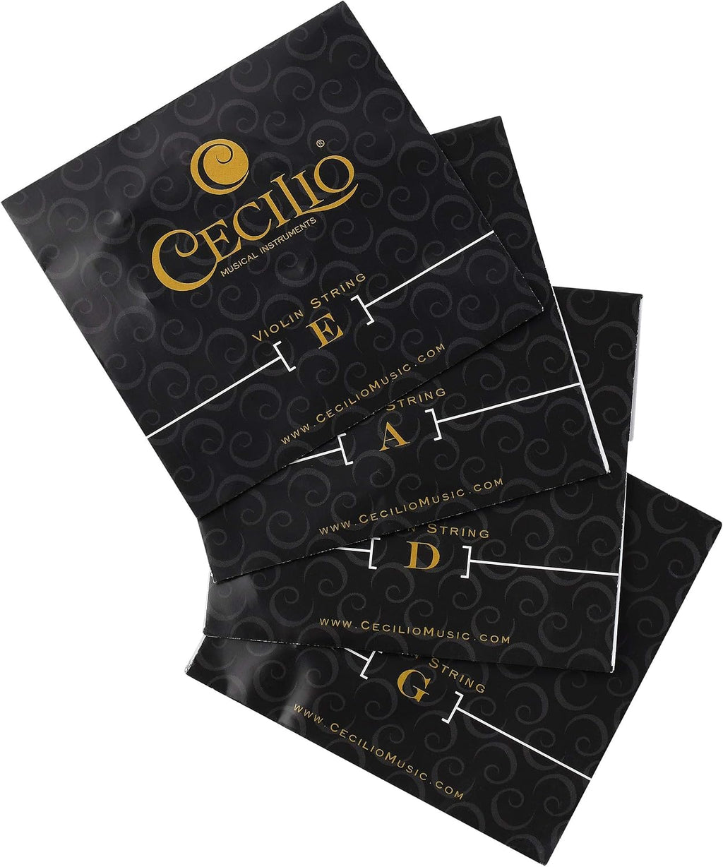 Cecilio Stainless Steel Violin Strings 4/4 Full Set with E, A, D, G Strings for Electric and Acoustic Violins - Reliable and Affordable Replacement for your Fiddle