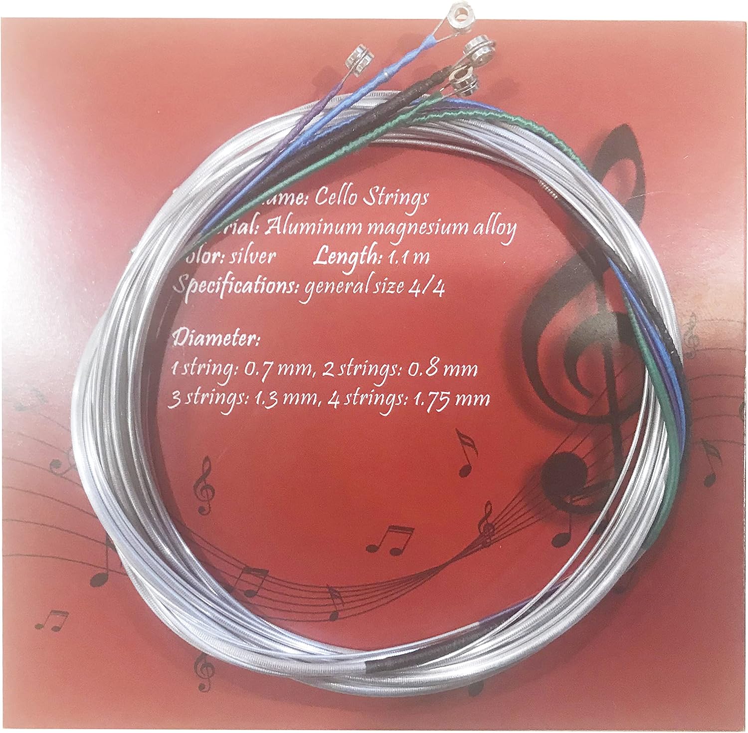 Lykos Cello Strings 1 Full Set A D G and C for 3/4 and 4/4 Size Cello, Experience the Rich and Powerful Sound Premium Quality for All Levels