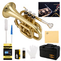 Glory Bb Pocket Trumpet with Case,Cleaning Cloth, Gloves, Black