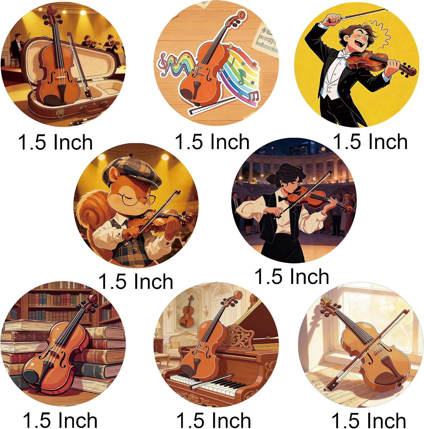 500PCS Violins Stickers Party Favors Music Sticker Party Supplies Decorations Violin Performance Musician Birthday Gfits Champion Prize