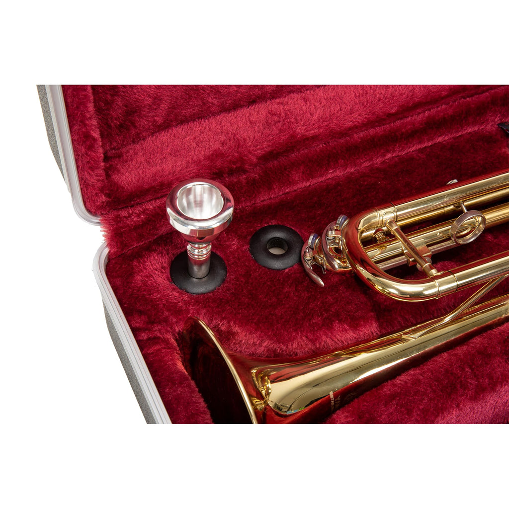 Crossrock ABS Trumpet Case for Bb Horn | Textured Blue Finish with Velvet Interior, Security Lock, Metal Feet & Detachable Strap (CRA862TRBL)
