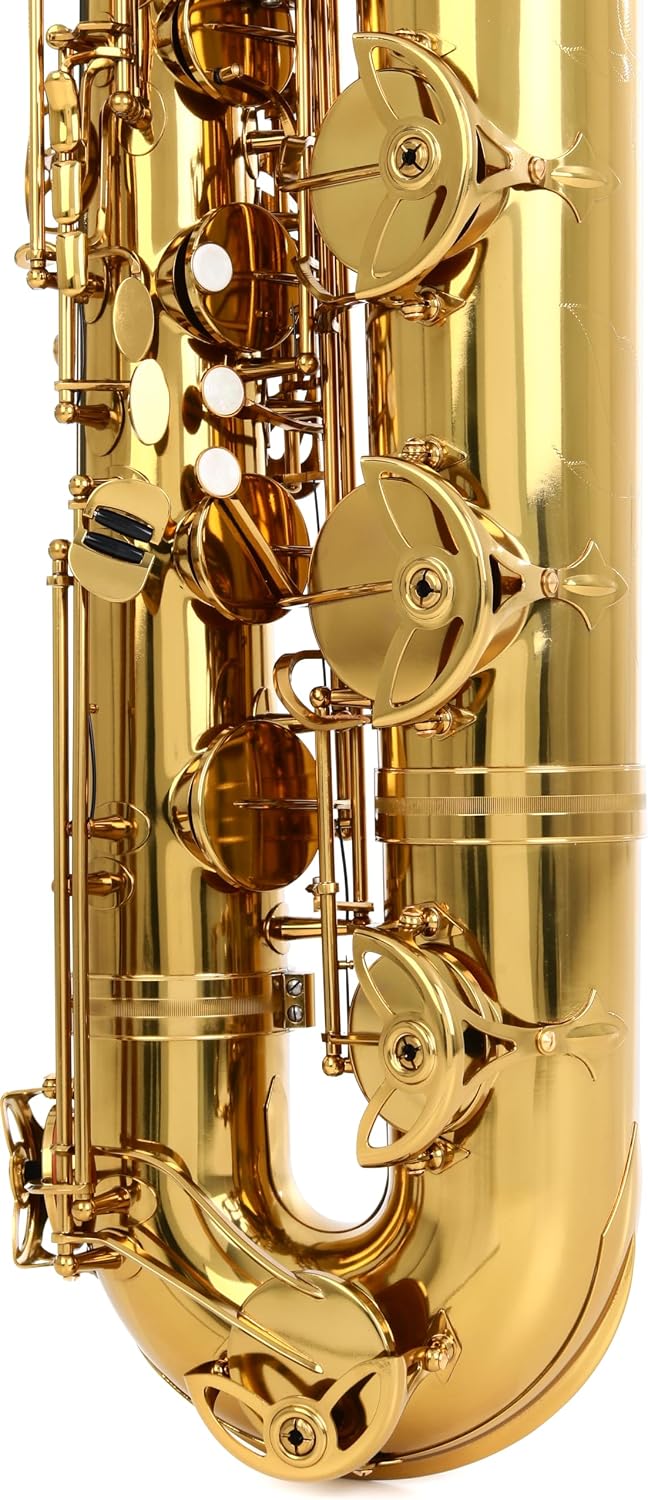 BetterSax Classic Baritone Saxophone - Professional-Grade Instrument with Dark Gold Lacquer Finish - Complete Kit for Beginners and Pros - Includes Mouthpiece, Neckstrap, and Durable Case