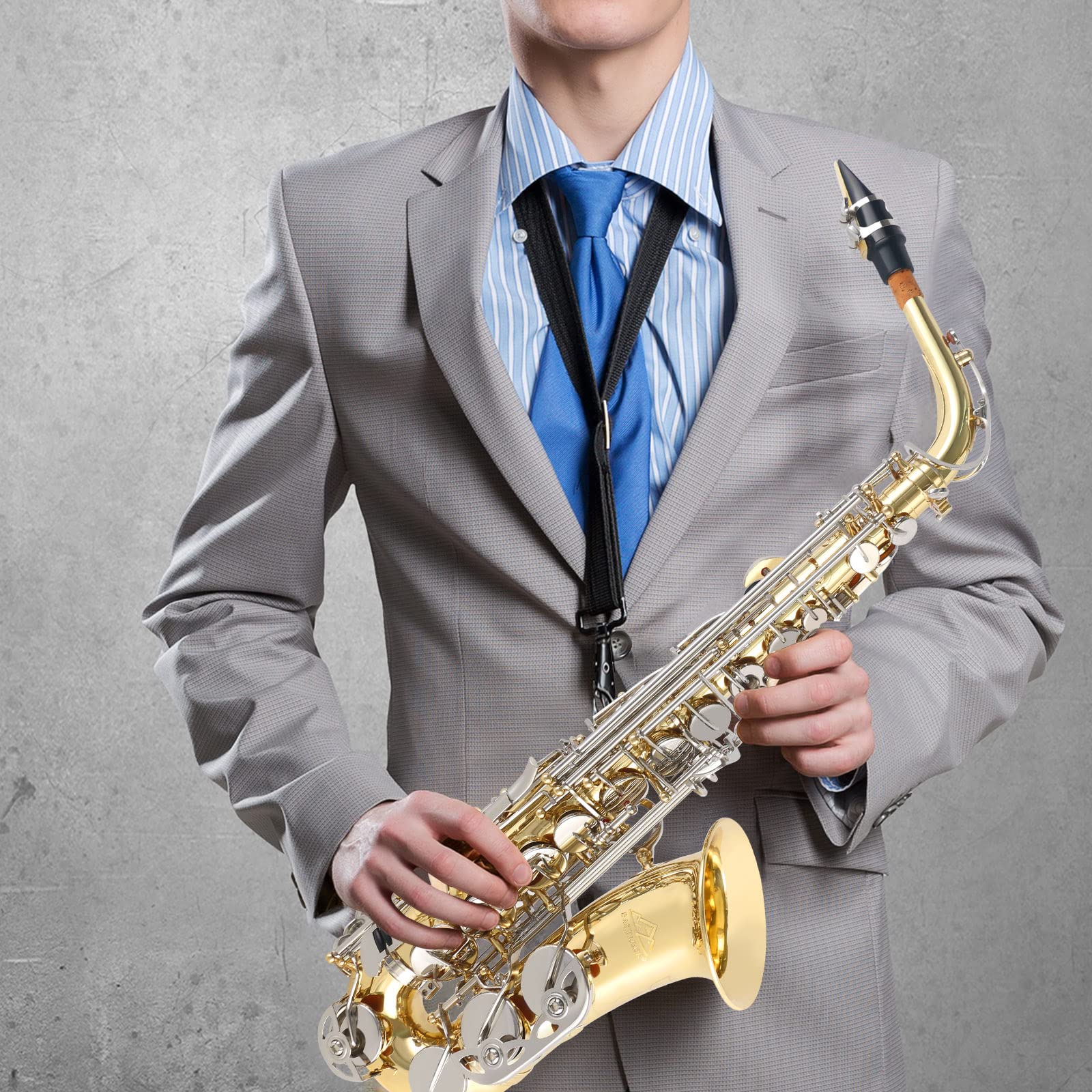 EASTROCK Black/Golden Alto Saxophone E Flat Sax Full Kit for Students Beginner with Carrying Case,Mouthpiece,Mouthpiece Cushion Pads,Cleaning Cloth&Cleaning Rod,White Gloves,Neck Strap