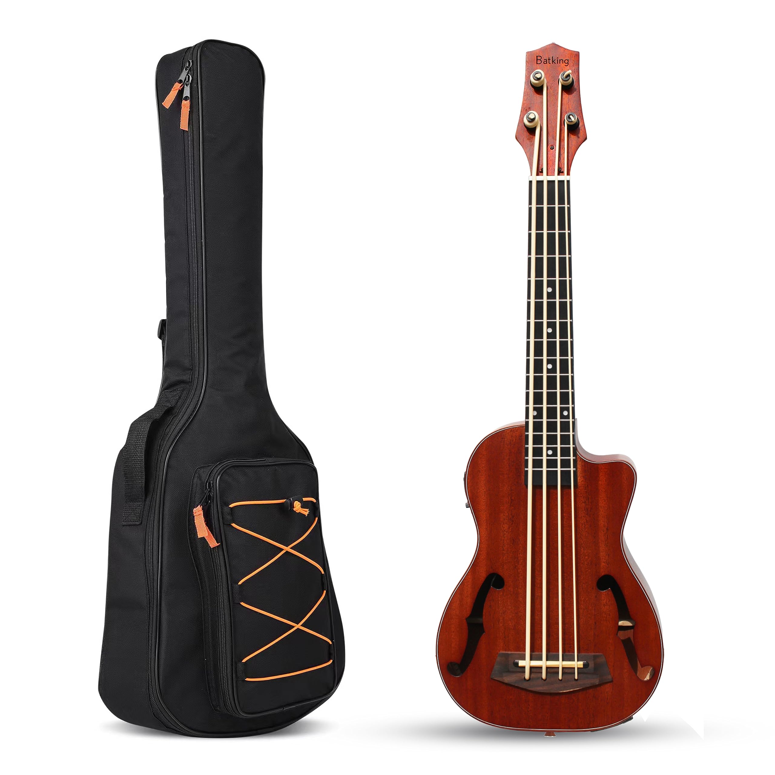 Batking Ubass Fretless,Bass Ukulele Electric 30 inch baritone ukelele bass,Electric Acoustic Bass Uku Wtih Gig Bag