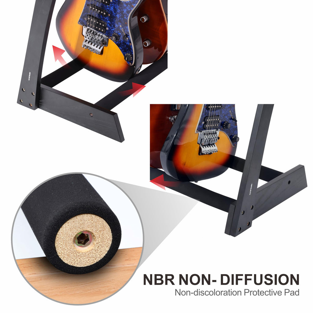 Nefelibata Guitar Stands 5 Wooden Guitar Rack Floor for Guitars and Cases, Electric, Acoustic, Bass Guitars, Cellos, German Ash