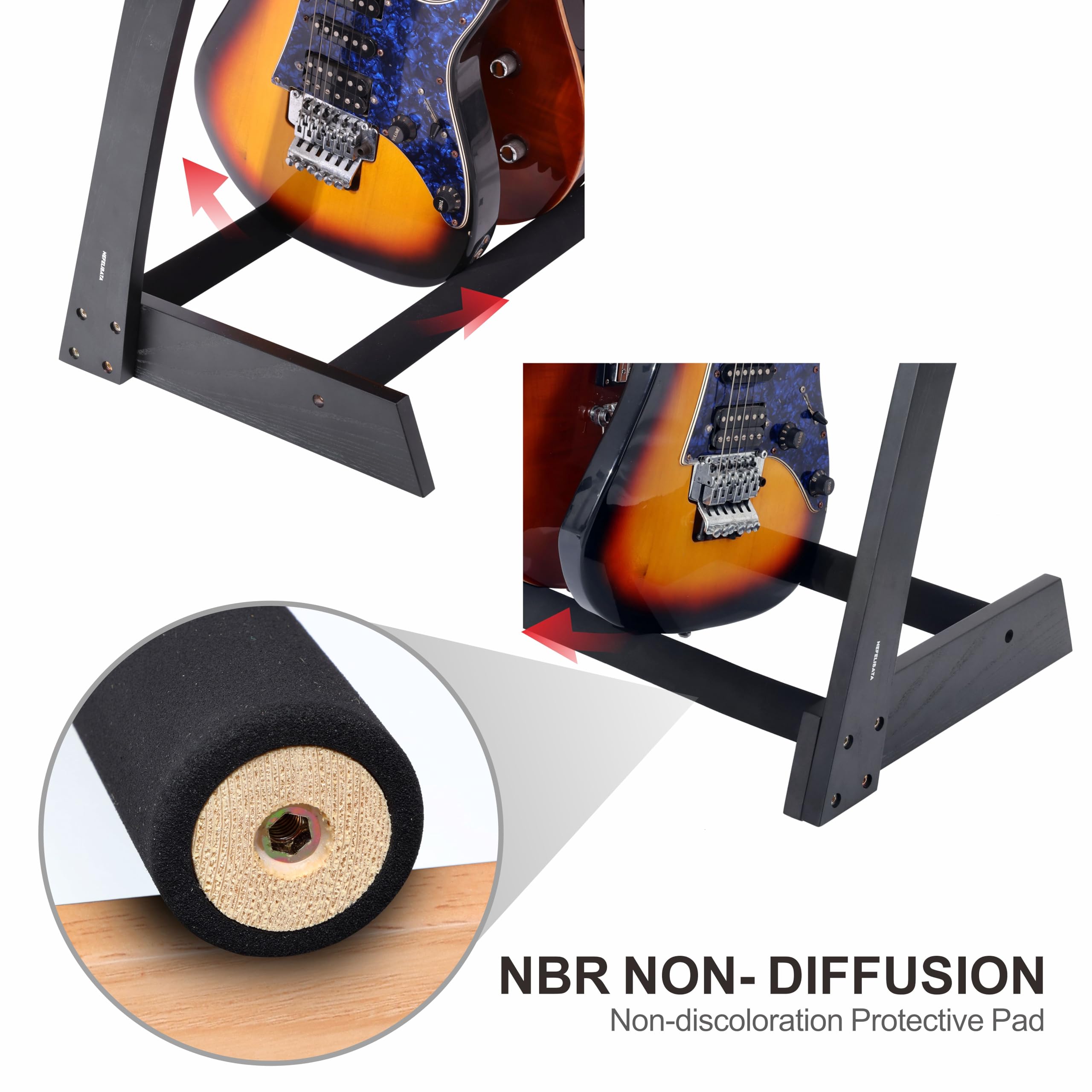 Nefelibata Guitar Stands 5 Wooden Guitar Rack Floor for Guitars and Cases, Electric, Acoustic, Bass Guitars, Cellos, German Ash