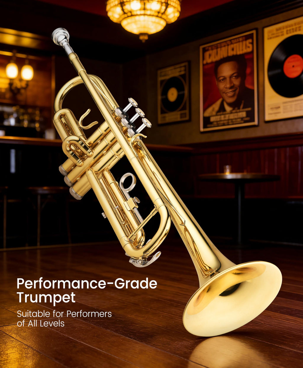 Leo Jaymz Bb Trumpet for Beginners, Brass Student Trumpet Kit with Case, 7C Mouthpiece, Cleaning Kit, Standard B Flat Instrument,Nickel