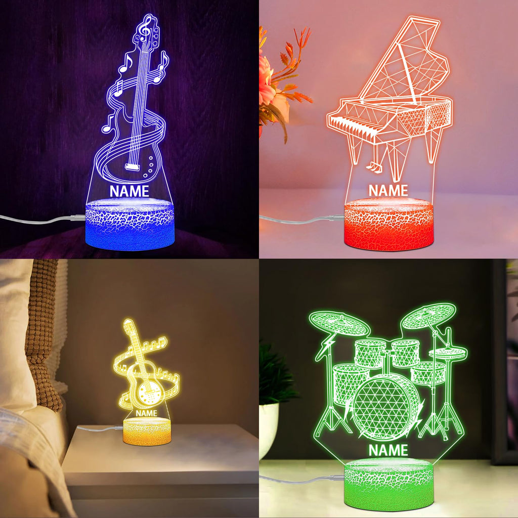 Personalized Name Violin Crystal Desktop Ornaments for Club Bedroom Office Custom Music Theme Stained Glass Acrylic Tabletop Plaque 2D Flat Electric Cello Figurine Sculpture for Violinist Cellist