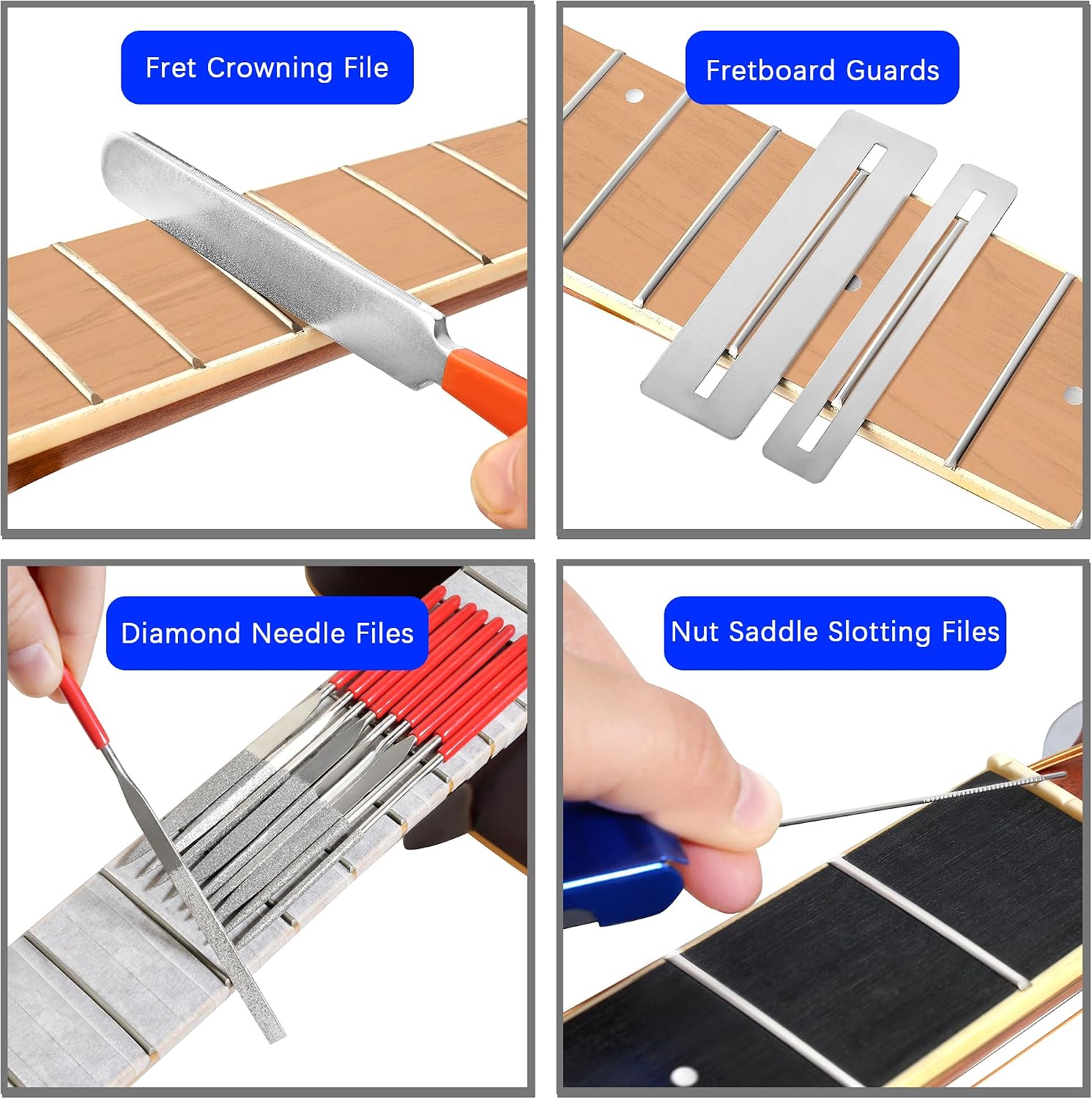 Guitar Setup Tool Kit with Carry Bag for Bass Ukulele Banjo | Guitar Repairing Maintenance Set Up Kit with Measuring Ruler Gauges Files Wrenches for Luthiers Beginners Music Enthusiasts