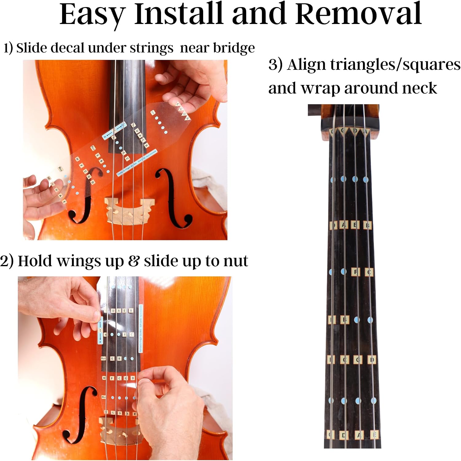 Fantastic Finger Guide for Cellos - Music Accessories for String Instruments, Fingerboard and Fretboard Stickers for Learning All Notes, Learn to Play Cello, 1/2 Size