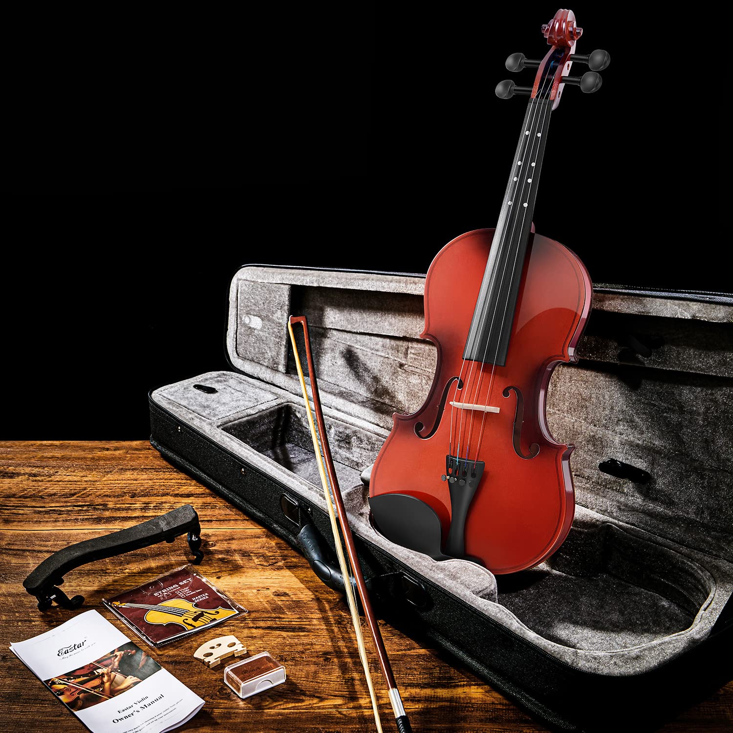 Eastar 3/4 Violin for Beginners, Violins Kit for Student, Fiddle with Hard Case, Rosin, Shoulder Rest, Bow, and Extra Strings (Imprinted Finger Guide on Fingerboard)