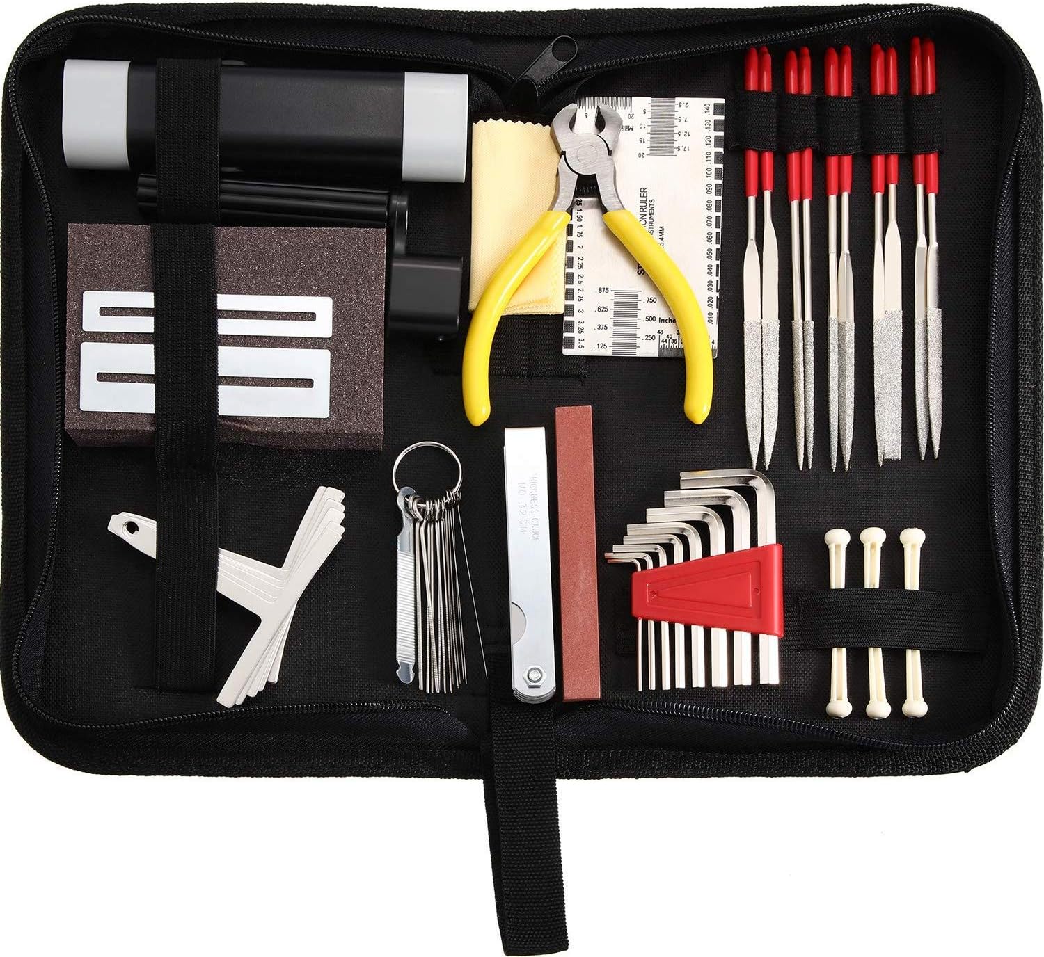 44 Pcs Guitar Repairing Maintenance Tool Kit, Complete Stainless Steel Guitar Setup Kit Repair Tools for Guitar Ukulele Bass Mandolin Banjo