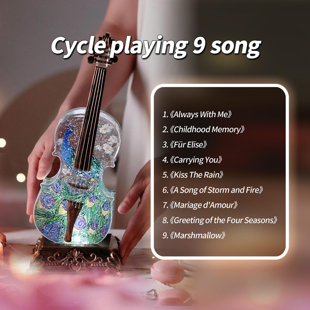 Violin Snow Globe Music Box Gifts for Kids Friends Little Girls Women Granddaughter Sister Violinists Birthday Valentine's Day Weddings Anniversaries Decor Christmas Decorations (Unicorn)
