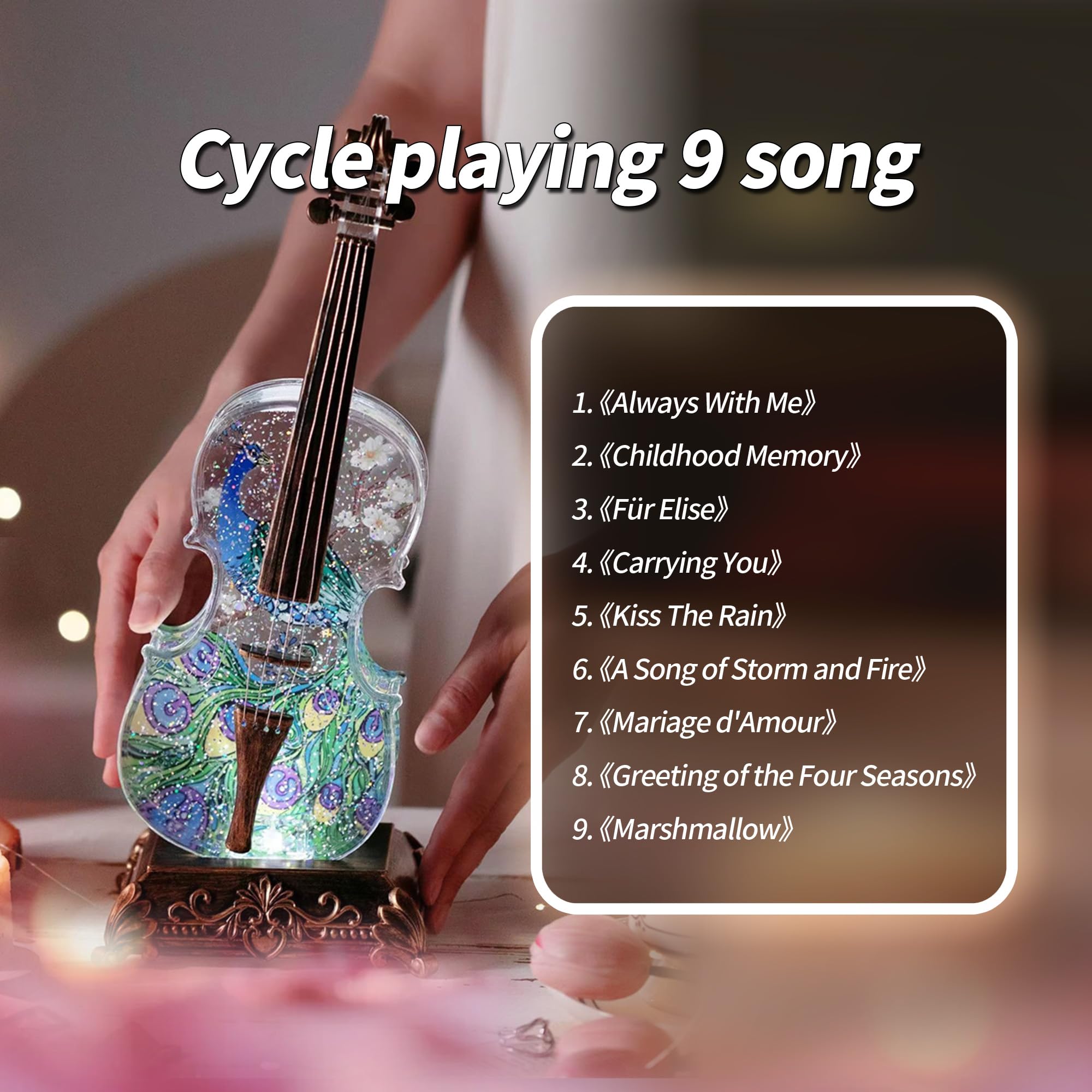 Violin Snow Globe Music Box Gifts for Kids Friends Little Girls Women Granddaughter Sister Violinists Birthday Valentine's Day Weddings Anniversaries Decor Christmas Decorations (Unicorn)