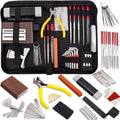 Guitar Tool Kit, 57 PCS Metal and Plastic String Instrument Maintenance Set with String Action Ruler, Radius Gauges and Carry Bag for Guitar Ukulele Bass Banjo Players