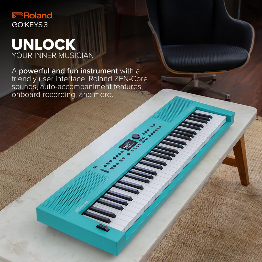 Roland GO:KEYS 3 Music Creation Keyboard | 61-Note Keyboard | Built-In Stereo Speakers | Bluetooth Audio/MIDI Support for Music Streaming - Dark Red