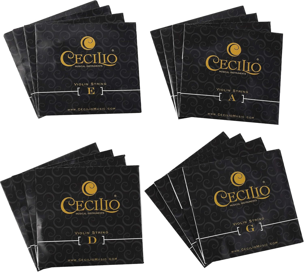 Cecilio Stainless Steel Violin Strings 4/4 Full Set with E, A, D, G Strings for Electric and Acoustic Violins - Reliable and Affordable Replacement for your Fiddle