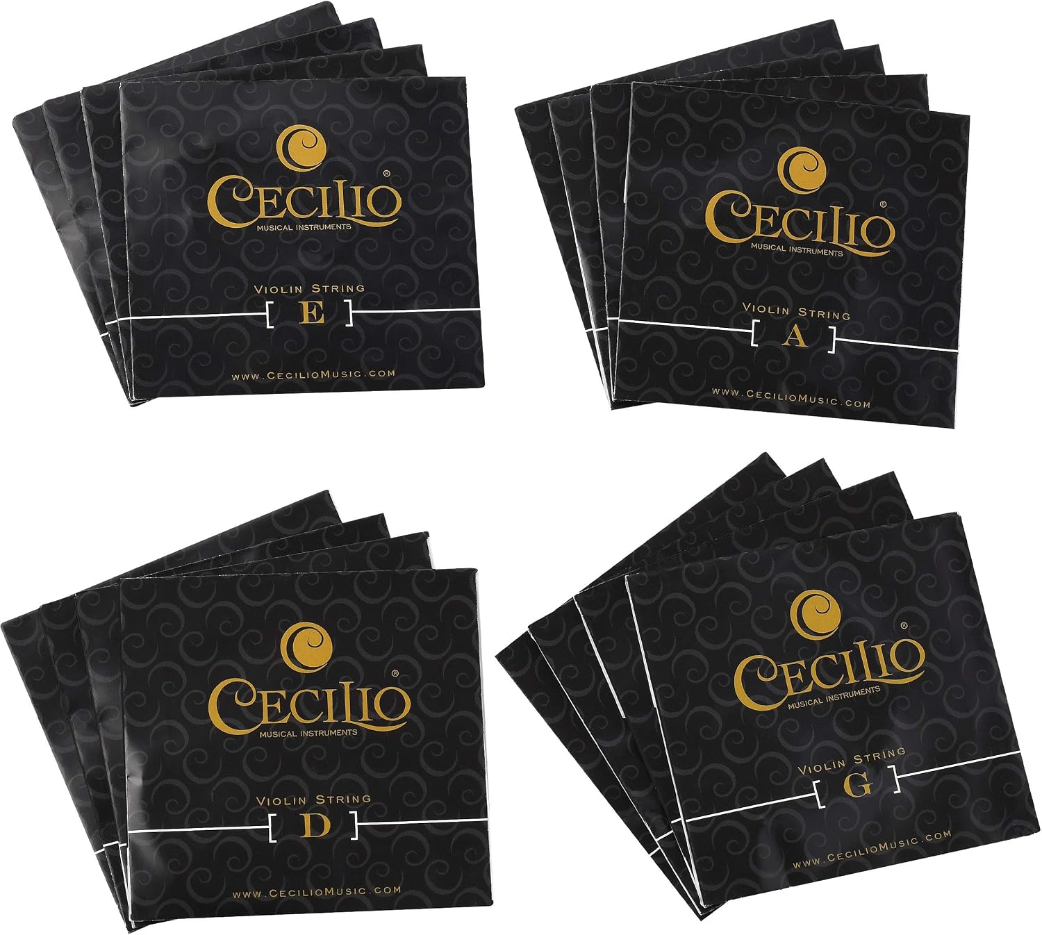 Cecilio Stainless Steel Violin Strings 4/4 Full Set with E, A, D, G Strings for Electric and Acoustic Violins - Reliable and Affordable Replacement for your Fiddle