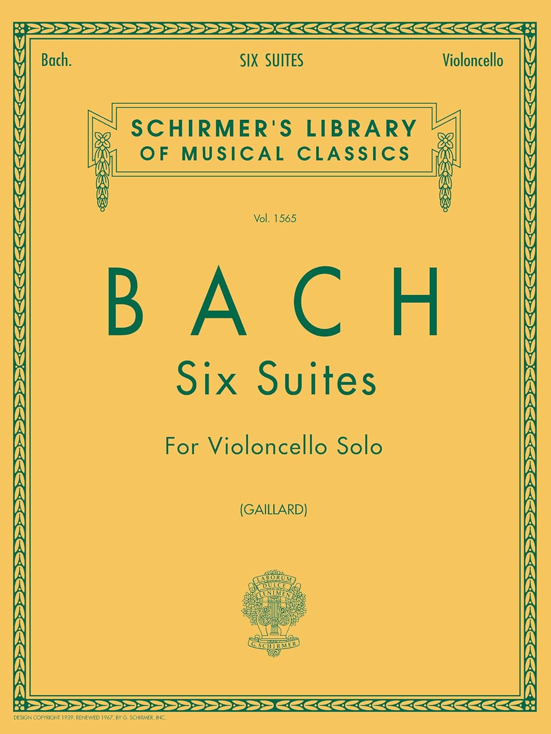 6 Suites for Violoncello Solo - Bach Cello Suites Book: Schirmer Library of Classics Volume 1565 (Schirmer's Library of Musical Classics)
