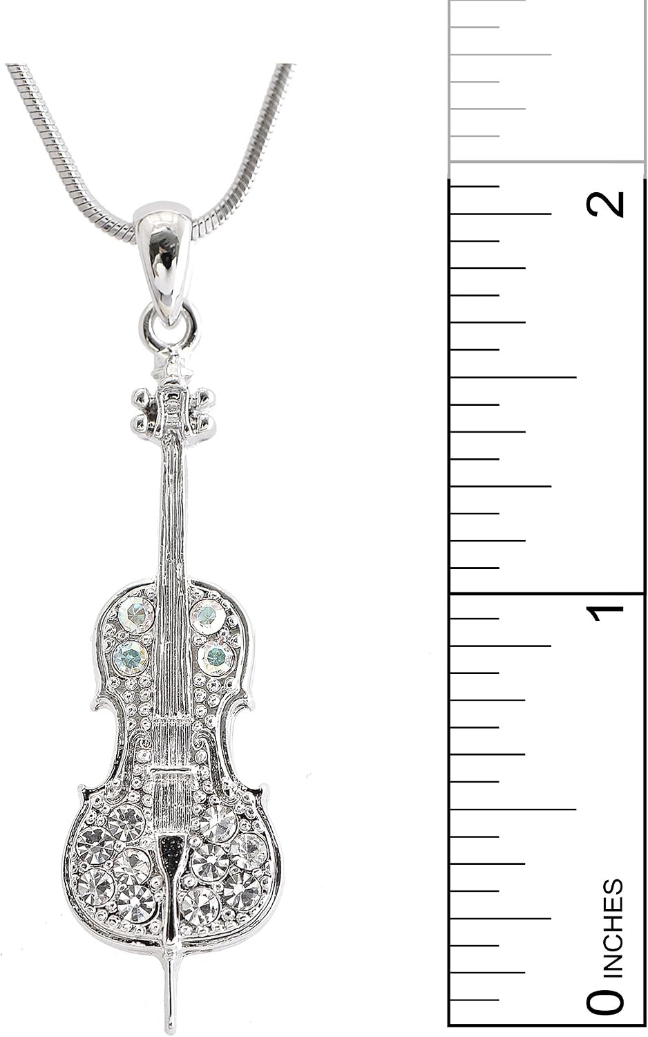 Spinningdaisy Silver plated Crystal Cello Necklace