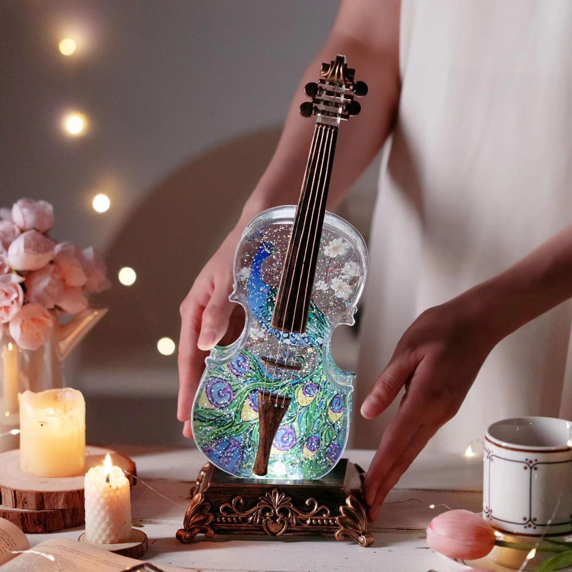 Violin Snow Globe Music Box Gifts for Kids Friends Little Girls Women Granddaughter Sister Violinists Birthday Valentine's Day Weddings Anniversaries Decor Christmas Decorations (Unicorn)